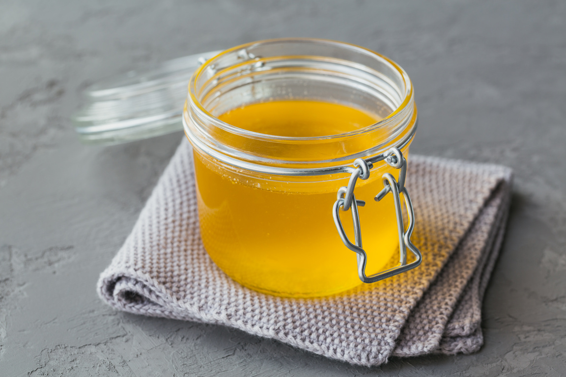 Jar of Oil on Tablecloth 